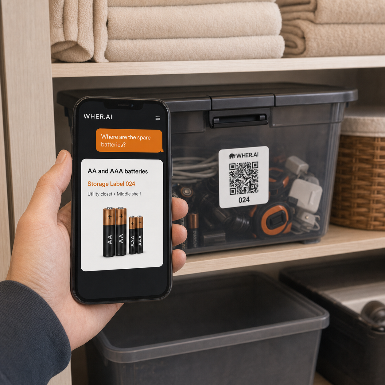 Asking WHER for the recorded location of stored batteries